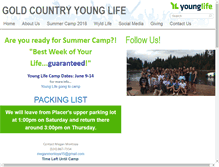 Tablet Screenshot of goldcountry.younglife.org